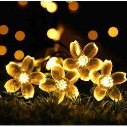 Ghirlanda solara cu bec in forma de floare lumina calda, 30LED-uri, 4,5m - Set 2 bucati, 11928, tescomak.ro