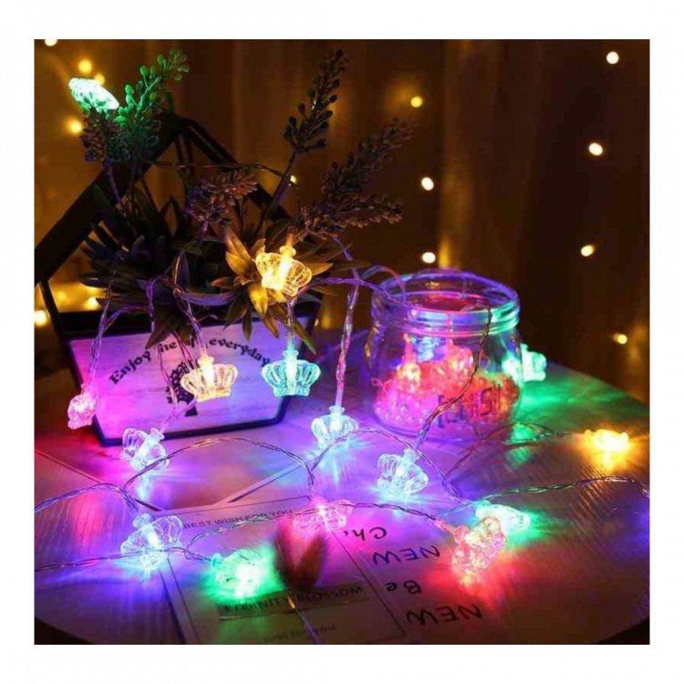 Soleil World - Ghirlanda solara cu bec in forma de coroana RGB, 30LED-uri, 4,5m -Set 2 bucati