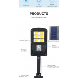 Lampa solara de perete cu LED-uri COB si senzor de miscare
