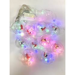 Soleil World - Instalatie de Craciun, perdea luminoasa, 10 becuri cu Mos Craciun, lungime 3m, 14145, tescomak.ro