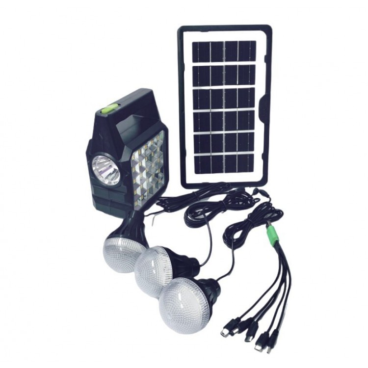 GDTIMES - Kit solar portabil-Lanterna LED multifunctionala, 3 becuri LED, power bank