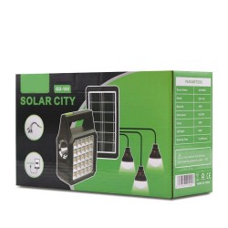 GDTIMES - Kit solar portabil-Lanterna LED multifunctionala, 3 becuri LED, power bank, 15567, tescomak.ro