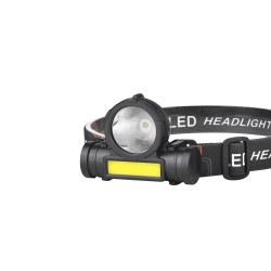 TESCOMAK - Lanterna frontala LED, 2 surse de iluminare, impermeabila, cu incarcare USB, set cu cablu, 15661, tescomak.ro