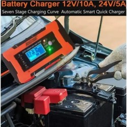 Incarcator inteligent de baterie pentru automobile 10 amperi 12V / 24V complet automat, 15783, tescomak.ro