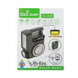 CcLamp - Kit solar portabil cu Player Bluetooth, Usb, Card TF, Radio FM, Lanterna si 1 Bec Led Extensibil, 16660, tescomak.ro