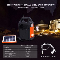 EASY POWER - Kit solar cu panou detasabil, difuzor, 3 becuri, radio, Bluetooth, 16717, tescomak.ro