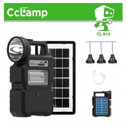 CcLamp - Kit solar portabil, lanterna si 3 becuri LED, Bluetooth, Powerbank USB, radio, 16944, tescomak.ro