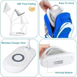 TESCOMAK - Lampa LED de birou cu functie de incarcare wireless pentru telefoane, 17787, tescomak.ro