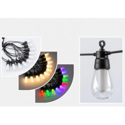 TESCOMAK - Ghirlanda luminoasa cu incarcare solara, lumina alb cald si RGB, 10 becuri, telecomanda, 18420, tescomak.ro