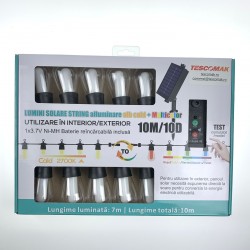 TESCOMAK - Ghirlanda luminoasa cu incarcare solara, lumina alb cald si RGB, 10 becuri, telecomanda, 18423, tescomak.ro