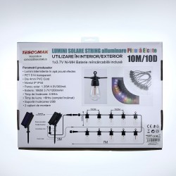 TESCOMAK - Ghirlanda luminoasa cu incarcare solara, lumina RGB, efect de picurare, 10 becuri, 18445, tescomak.ro