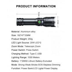 Soleil World - Lanterna LED reincarcabila USB din aliaj de aluminiu 40w, 20790, tescomak.ro