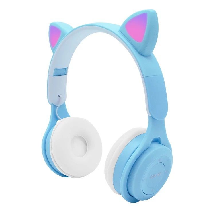 Casti CAT cu lumini, Bluetooth 5.0, cu microfon si card Mcro-SD