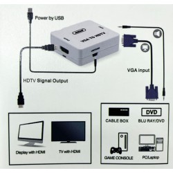 Andowl - Convertor 3.5mm / VGA feminin in HDMI feminin, 24718, tescomak.ro