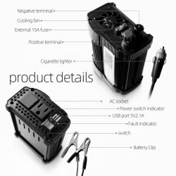 Andowl - Invertor 12V, 300W cu unda sinusoidala modificata, USB, priza 220V, indicator LED, 25002, tescomak.ro