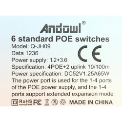 Andowl - Comutator inteligent de retea POE cu 6 porturi 100M, 25081, tescomak.ro