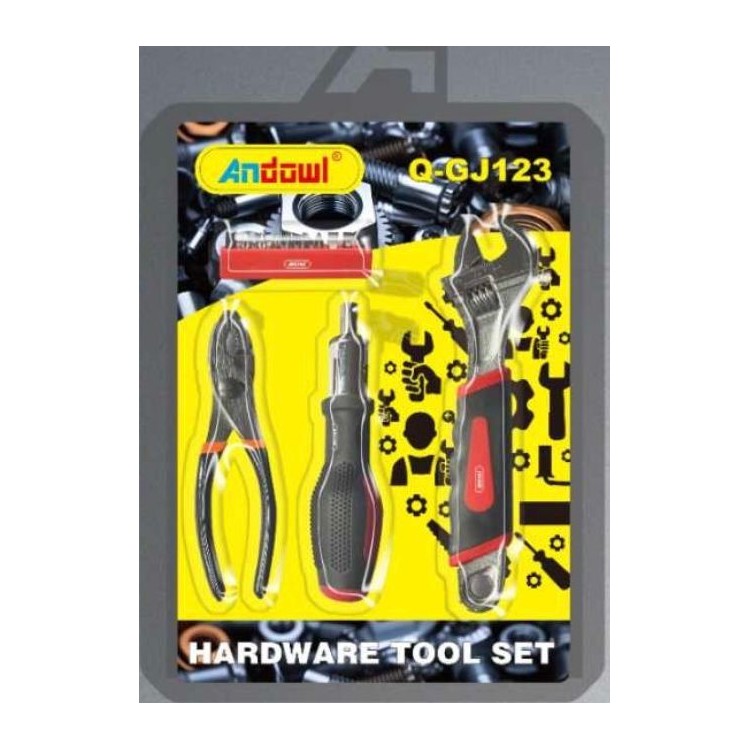 Andowl - Set surubelnite manuale, cleste si cheie franceza reglabila Q-GJ123
