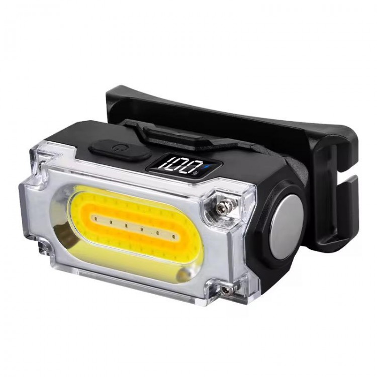 TESCOMAK - Lanterna frontala LED COB multifunctionala portabila cu clema pentru sapca, indicator de alimentare