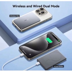JOYROOM - Incarcator wireless magnetic, metalic, ultra-subtire de 20W, putere mobila 5000mAh, 25970, tescomak.ro