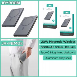 JOYROOM - Incarcator wireless magnetic, metalic, ultra-subtire de 20W, putere mobila 5000mAh, 25974, tescomak.ro