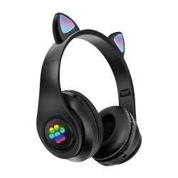 Casti CAT cu lumini colorate, Bluetooth 5.0, microfon si card micro-sd