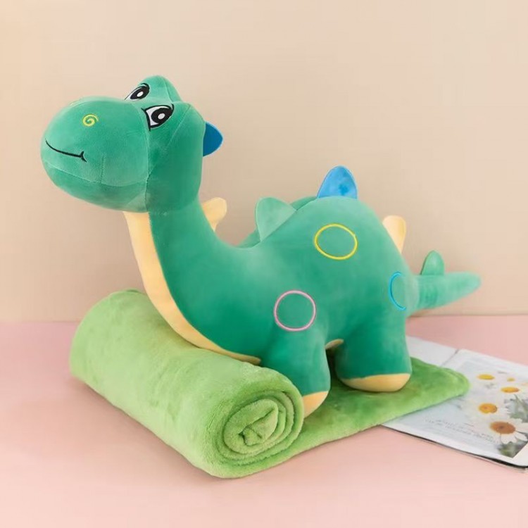 TESCOMAK - Set de patura si perna pentru copii, jucarie de plus dinozaur, extra moale