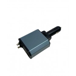 OEM - Adaptor bricheta 12V-5V/2.4 QC/PD, incarcator auto cu cabluri retractabile si voltmetru, 27068, tescomak.ro