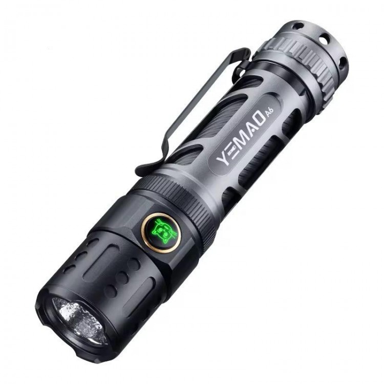 YEMAO - Lanterna tactica EDC A6, 2200 lm, intrerupator Dublu, incarcare USB C, baterie 18650, 5 moduri de iluminare