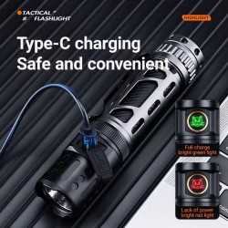 YEMAO - Lanterna tactica EDC A6, 2200 lm, intrerupator Dublu, incarcare USB C, baterie 18650, 5 moduri de iluminare, 27701, tescomak.ro