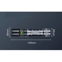 YEMAO - Lanterna tactica EDC A6, 2200 lm, intrerupator Dublu, incarcare USB C, baterie 18650, 5 moduri de iluminare, 27708, tescomak.ro