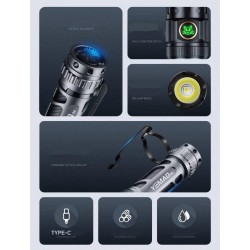 YEMAO - Lanterna tactica EDC A6, 2200 lm, intrerupator Dublu, incarcare USB C, baterie 18650, 5 moduri de iluminare, 27709, tescomak.ro