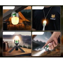 YEMAO - Lanterna mini de camping, multifunctionala, reincarcabila, cu baza magnetica si trepied, 27894, tescomak.ro