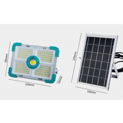 COBA - Proiector solar LED COBA cu panou solar extern, telecomanda, IP66, pentru exterior si interior, 28978, tescomak.ro