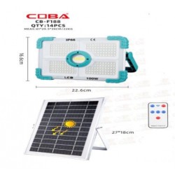 COBA - Proiector solar LED COBA cu panou solar extern, telecomanda, IP66, pentru exterior si interior, 28988, tescomak.ro