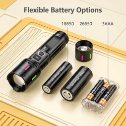 COBA - Lanterna reincarcabila COBA CB-X89, zoom, 9800 mAh, metal, LCD, 500m, 29433, tescomak.ro