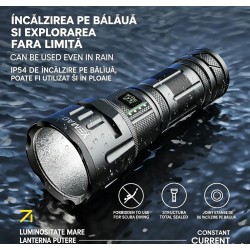YEMAO - Lanterna portabila YEMAO YM-A11,  LED XHP70, functie de power bank, incarcare prin USB Type-C, 1000m, 29744, tescomak.ro
