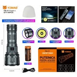YEMAO - Lanterna portabila YEMAO YM-A11,  LED XHP70, functie de power bank, incarcare prin USB Type-C, 1000m, 29750, tescomak.ro