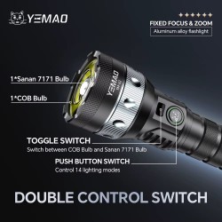 YEMAO - Lanterna LED YEMAO YM-A2-C,  Raza fasciculului 480 m,  Capacitate baterie 5000 mAh, 29768, tescomak.ro