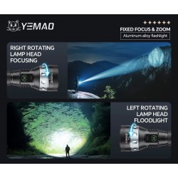 YEMAO - Lanterna LED YEMAO YM-A2-C,  Raza fasciculului 480 m,  Capacitate baterie 5000 mAh, 29769, tescomak.ro