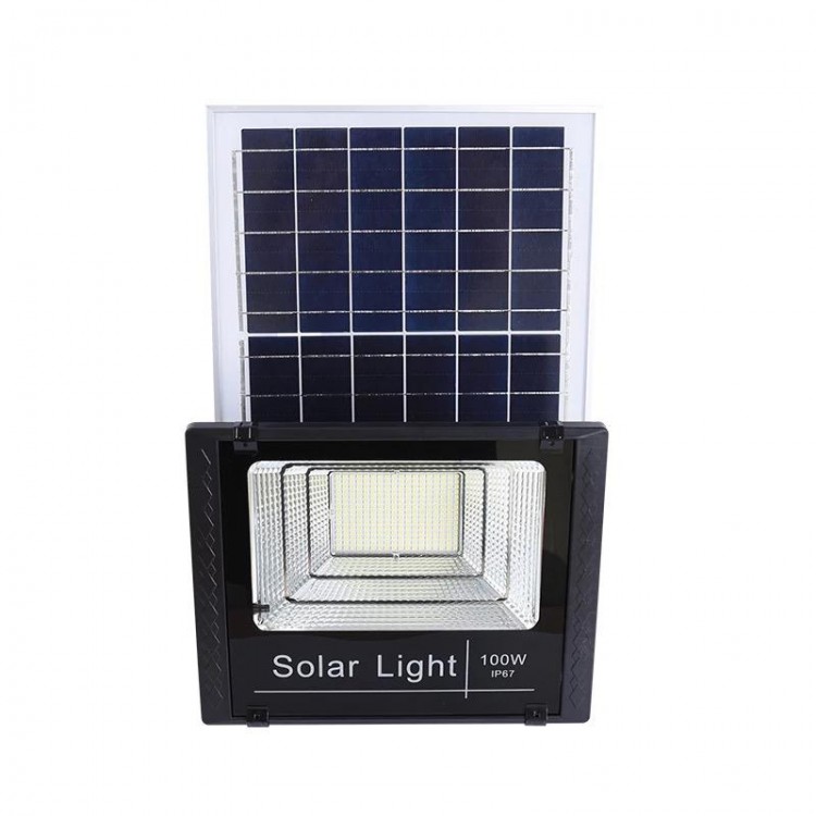 TESCOMAK - Proiector LED SMD, cu panou solar si telecomanda, 36000 mAh LiFePO4, 6000K
